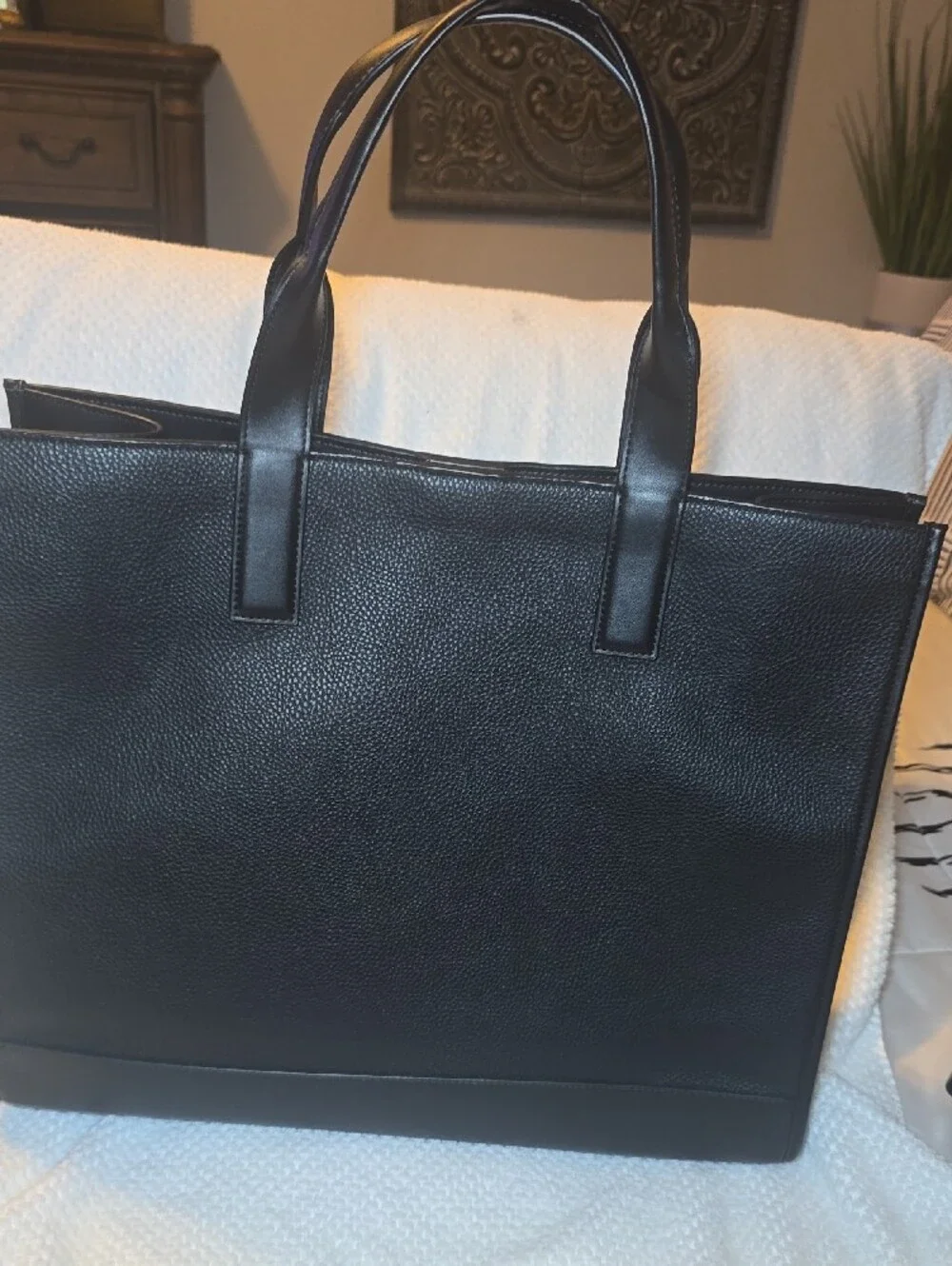 Michael Kors Black Leather Logo Tote Briefcase